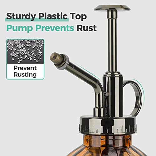 T4U Glass Plant Mister 200ML, Vintage Spray Bottle with Top Pump Fine Mist Flower Garden Sprayer Small Decorative Spritzer Watering Can Gift for Indoor Outdoor Succulent House Plant (Brown) - Image 2