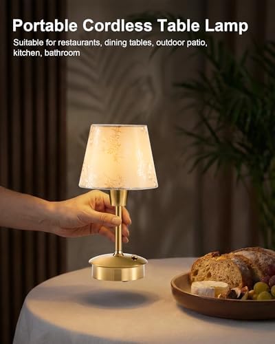 UMEXUS 9.8'' Small Cordless Table Lamp, 5200mAh Battery Operated Touch Lamp - Image 2