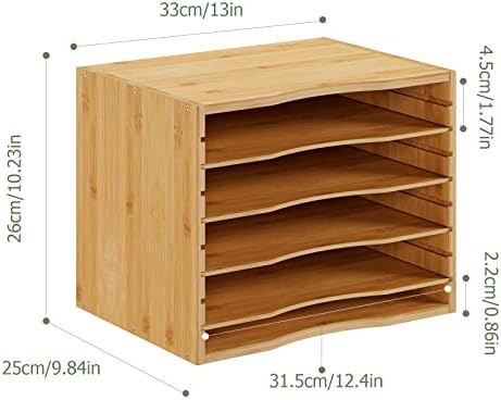 Bamjoy Bamboo 5 Tier Desktop Organizer, Paper Organizer Mail Sorter, File Holder Letter Document Storage with Adjustable Shelves for School Home Office, Natural - Image 5