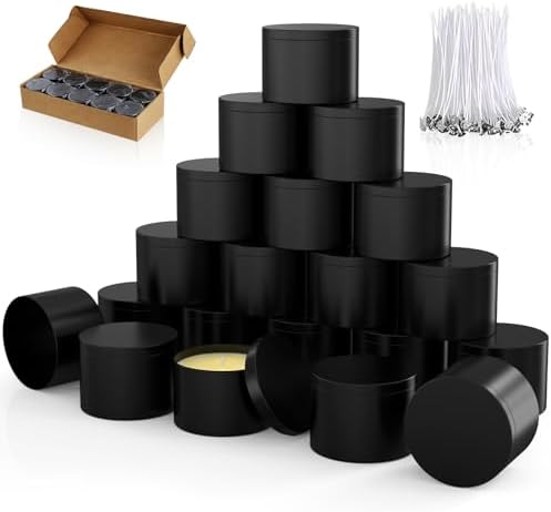 PCREGPAE 8OZ Black Candle Tins Cans with Lids and Wicks for Making Candles by Unknown
