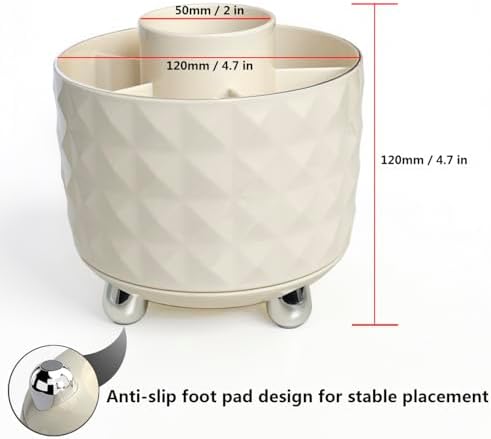 GOTOBA 360° Rotating Pencil Holder for Desk, Makeup Brush Holder with 6 Slots, Desk Organizer for Writing Utensil, Office and School Supplies (Milky White) - Image 4