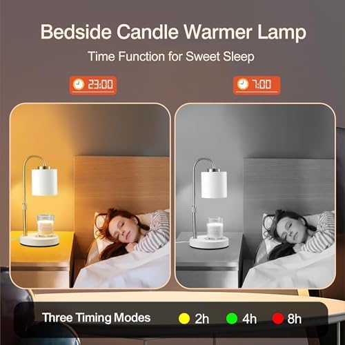 CASTLELIFE Dimmable Candle Warmer Lamp with Timer, Height Adjustable Candle Warmer for Jar Candles, Electric Wax Melt Warmer for Home Decor House Warming Gifts, Birthday Gifts for Women, White Gold - Image 6