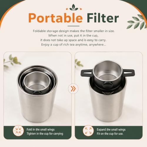 Pour Over Coffee Dripper Foldable,Stainless Steel Coffee Filter,Metal Mesh Coffee Filters Reusable,Backpacking Manual Coffee Maker Single Cup Portable - Image 4