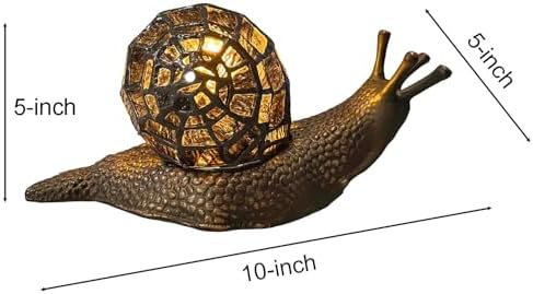Bieye L10980 Amber Land Snail Tiffany Style Stained Glass Accent Table Lamp - Image 6