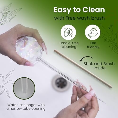 Iridescent Self Watering Globes, Glass Rainbow Plant Watering Globes, Self Watering Planter Insert, Automatic Plant Waterer Indoor (Medium-2 Pcs Iridescent, Medium) - Image 4