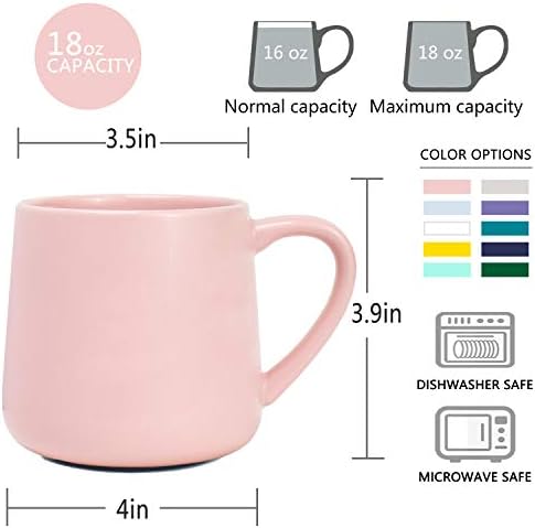 Bosmarlin Large Glossy Ceramic Coffee Mug, Pink Tea Cup for Office and Home, 18 oz, Suitable for Dishwasher and Microwave, 1 Pack (Pink) - Image 3