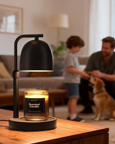Candle Warmer Lamp with Timer Dimmable, Adjustable Height Black Candle Warmer for Jar Candles, Birthday Gifts for Women & Men, Office Decor, House Warming Gift, Wax Melt Warmer with 2 Bulbs - Image 5