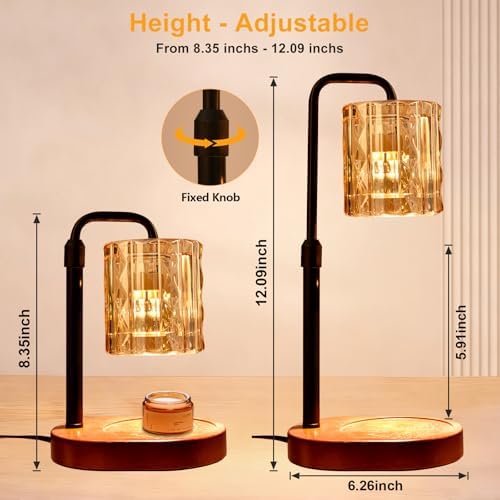 Candle Warmer Lamp with Timer and Dimmer 4-Level Dimmable Flower Light Heat Lamp for Jar Candles Adjustable Height Modern Cute Home Decor for Living Room Bedroom(Gold-Square) - Image 2