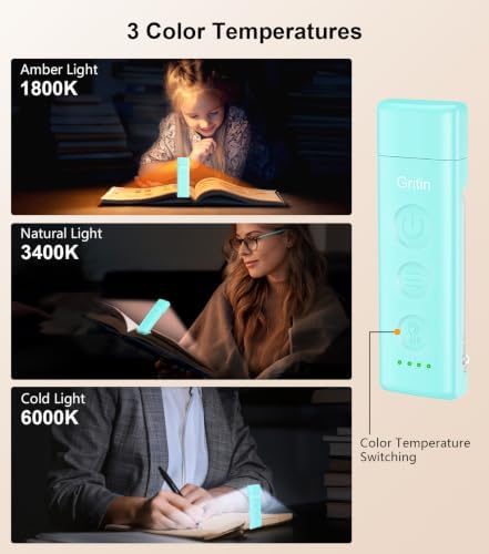 Gritin Book Light Rechargeable, Clip on LED Reading Light for Books in Bed - Image 3