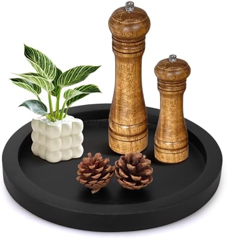 Black Wooden Decorative Trays for Kitchen Counter Living Room Centerpiece by Ayiaren