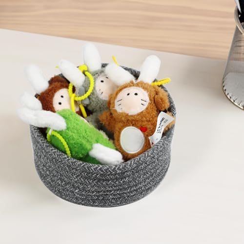 Small Woven Cotton Rope Baskets, Set of 3, Grey - Image 2