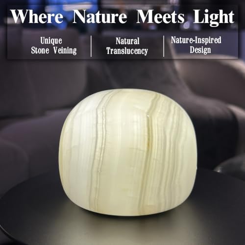 Marmor Marble Lamp Table Lamp Unique Stone Touch Lamp Pat Lamp Type-C 3 Way Bedside Lamp Ambient Light Bedroom Stands Night Light Decorative LED Warm Portable Lamp Rechargeable (Mid Century Modern) - Image 6