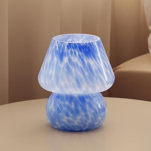 Dawnwake Mushroom Lamp Table Lamp for Bedroom,Small Desk Bedside Lamps for Living Room,Mushroom Decor Cute Mini Modern Mid Century Lamps for Night Stands (Flame Blue) by Dawnwake