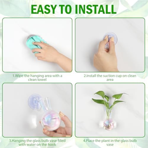 Bunmery 4 pcs Iridescent Window Propagation Stations, Easy to Install Plant Propagation Bulbs with Suckion Cups, No Nails Wall Hanging Planter Propagation Station, Glass Plant Terrarium Vase - Image 5