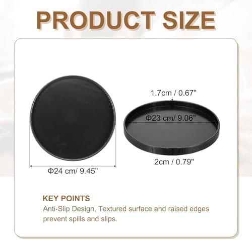 Wooden Serving Tray Round Wood Serving Tray Decorative Platter, 9.5 Inch Fit for Home Decor Kitchen Coffee Table Candle Holder, (Black) - Image 2