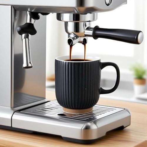 Black and White Ceramic Coffee Mugs Set of 4 (12 oz) Large Ceramic Coffee Cups Set Ribbed Coffee Mugs Set, Big Mugs Set with Handle Suitable for Latte, Cappuccino, Milk, Cocoa, Tea, Juice - Image 4