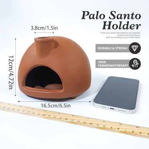 Large Terracotta Palo Santo Holder - Chiminea Incense Dish with Chimney - Image 2