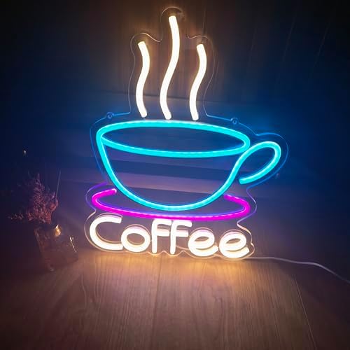 LED Coffee Cup Neon Sign Large 5V USB Powered Acrylic Neon Lights with Dimmable Switch and Hanging Chain for Coffee Cafe Bar Party Living Room Sign Gifts - Image 5