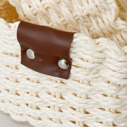 QINGTUHONE Woven Paper Rope Wicker Basket for Organizing(Set of 3,Beige) - Image 5