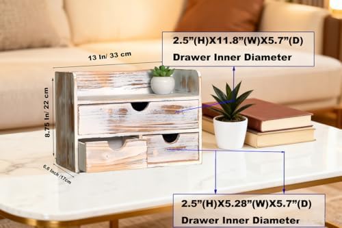 White Wooden 3 Drawer Desk Organizer with Shelf,Mail Rack Vanity Storage - Image 3