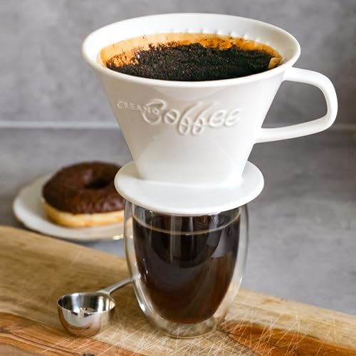 Creano Porcelain Coffee Dripper Stone Grey - Ceramic Cone Brewer - Pour Over Coffee Maker for Filter Bags Size 4 - Easy Manual Brew for pure taste - also for Camping, Hiking - Image 6