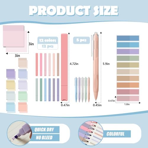 Jutom 39 Pcs Aesthetic Book Annotation Kit,Green,Cute Style - Image 3