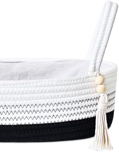 ABenkle Small Storage Basket for Toilet Tank Top - Jute Rope Woven Organizer with Handle, Boho Countertop Bathroom Decor, Toilet Paper Holder, 13x6x4 Inch - Image 4