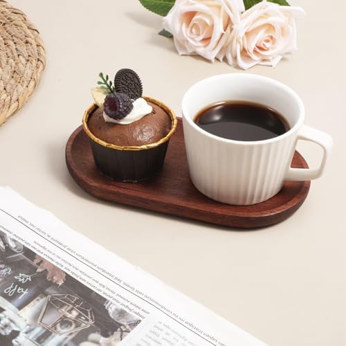 4 x 7.5 inch Small Solid Wood Serving Trays of Natural Ebony Wood with Edge, Mini Wooden Platters, Wood Counter Plates, Rectangle Wooden Trays Avoid Sliding and Spilling Food for Tea Coffee Kitchen - Image 3