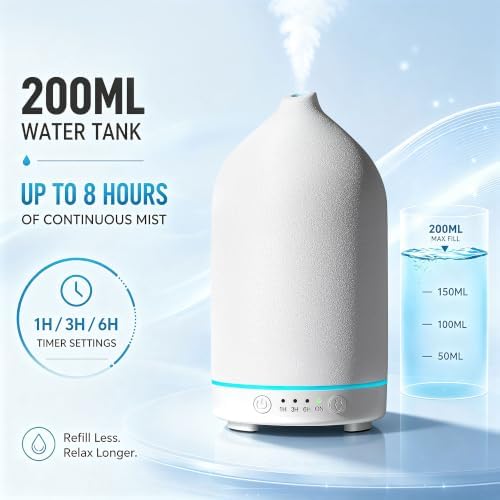 Gooamp 200ML Ceramic Essential Oil Diffuser for Home, Stone Diffuser - Image 3