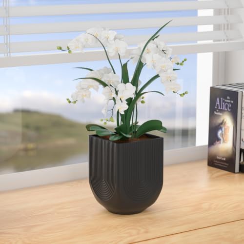 Ceramic Planter, 6 Inch Square Plant Pot with Drainage, Matte Black - Image 5