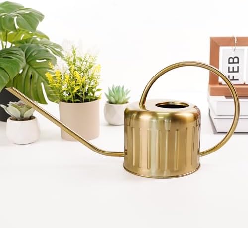 34oz/1L Stainless Steel Watering Can, Rust-Proof Indoor/Outdoor Watering Can for House Plants, Long Spout Water Can for Succulent Bonsai Garden Flowers (Gold Color) - Image 4