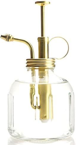 Plant Mister- Clear Color Glass Bottle & Brass Sprayer (Matt Gold) by Purism+Style