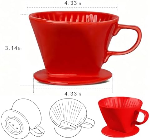 Ceramic Pour Over Coffee Dripper, V-Shaped Coffee Filter Cone - Image 3