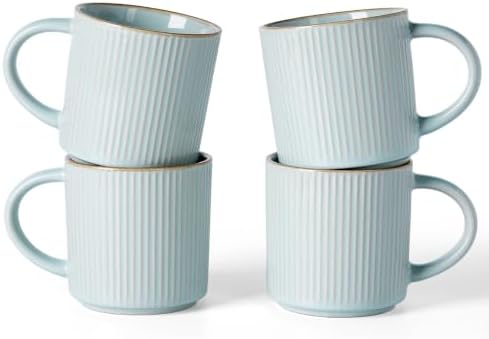 famiware Coffee Mug Set of 4, Star 12 oz Ceramic Mugs Cups Set with Handle by Famiware