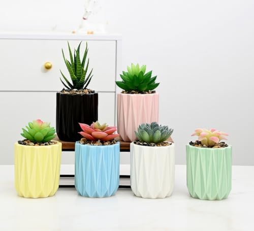 Cuteforyou Modern Textured Ceramic Succulent Planter Pot – 6 Color Options (No Plant Included) – Perfect for Small Plants, Cacti & Desk Decor – Lightweight & Durable (Pink, 3.5'' Tall) - Image 3