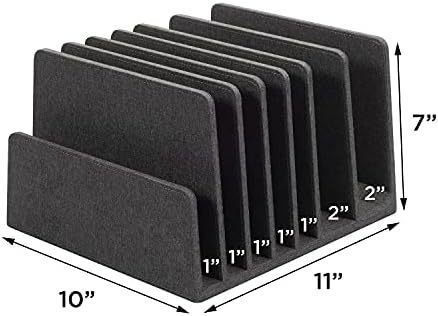 MobileVision Executive Dark Gray Device Organizer for Smartphones, Tablets and Laptops, 7 Slots with Extra Wide Slots for Laptops - Image 2
