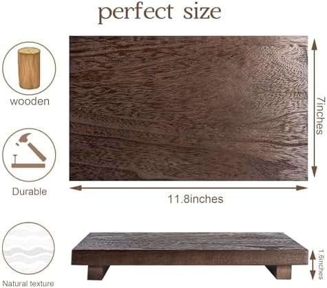 zoocatia Small Wood Tray Pedestal Stand Farmhouse Bathroom Decor Decorative Wooden Riser Kitchen Soap Dish Holder for Vanity, Counter, Sink, Large 11.8" x 7" - Walnut - Image 3