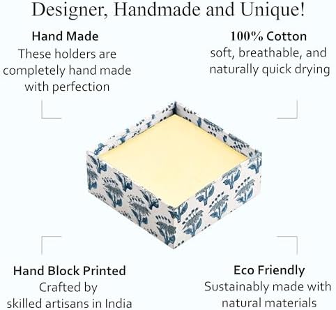 CPC Apatite Blue Block Print Desk Organizer Memo Note Pad Holder - Image 7