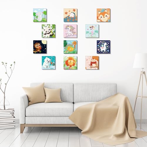 Affrolling 12 Pcs Pre Drawn Canvas for Painting for Adults 8 x 8 Inch Canvas Painting Kits Stretched with Drawing Ready to Paint Beginner Artists Date Night Party Supplies(Animals) - Image 6