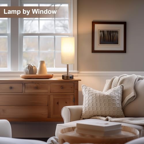 Brown Bedside Lamp for Bedroom Nightstand - Small Table Lamp with USB Ports - Image 4