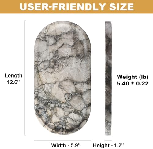 Koville Turkish Natural Travertine Tray, 12"x6" Vanity Decorative Tray for Countertop Organizer, Catchall Tray for Perfume, Candles, Jewelry Dish - Image 2