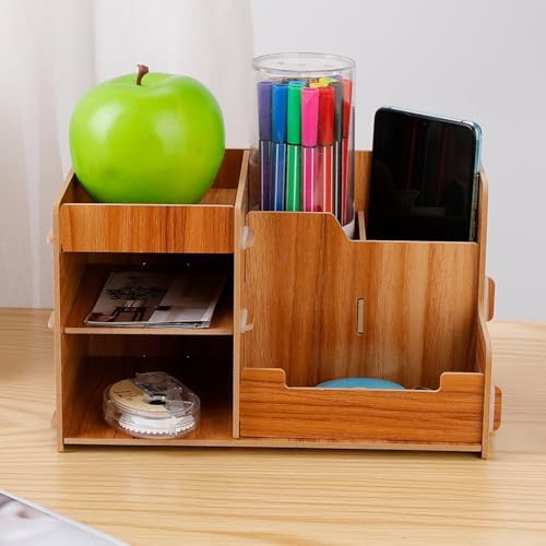 Wooden Desktop Organizer Shelf 9.5x5.5x5.1 Inch – Multi-Layer Tabletop Storage Box for Home Office, Study, Space Saving Design - Image 4