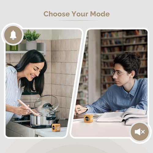 KADAMS Timer Pomodoro - Productivity Pomodoro Cube, 5/10/25/50 Min Countdown & Countup, Silent – for Work Study Workout Kitchen School Classroom Office ADHD Gift Kids (1, Light Mocha) - Image 4