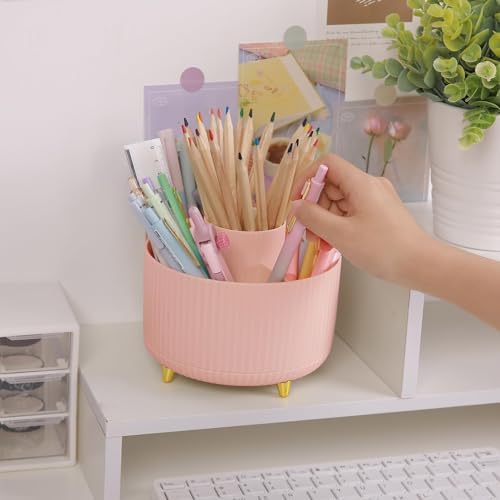 SKYDUE 360 Rotating Multipurpose Organizer - Cute Rotating Pen Holder with 5 Slots for Art Supplies, Office, School, Home - Image 4