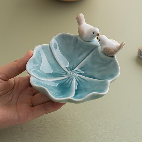 Ceramic Bird Jewelry Tray Decorative Display Rack for Rings Necklaces Earrings Stylish Organizer,Dessert Plate,Bathroom Decoration,Blue - Image 5