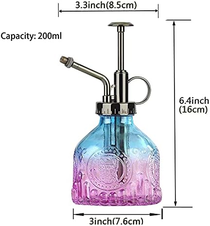 Glass Plant Mister Spray Bottle Indoor Watering Can 6.4inch Tall with Bronze Plastic Top Pump Vintage Small Plant for Outdoor Garden Succulent Flower - Image 4
