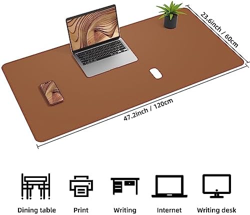 AFIING Cork Desk Mat 47" x 23.6", Dual-Sided Natural Cork & PU Leather Desk Pad, Non-Slip Waterproof Large Mouse Pad for Office, Home & Gaming (Brown) - Image 2