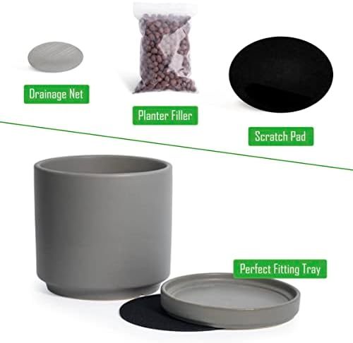 D'vine Dev 6 Inch Ceramic Planter Pot, Grey, 94-O-C-3 - Image 4