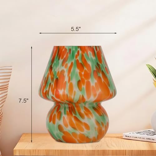 Mushroom Lamp, Green&Orange, Small Glass Bedside Lamp - Image 5