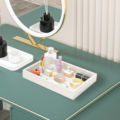 Bedside Organizer Tray, Desktop Storage Tray for Jewelry, Sunglass, Phone, Watch, Perfume,Lipstick, Nightstand Desk-top Catchall Tray, Multi-use Holder Tray for Desk Drawer (Beige 1Grid) - Image 5